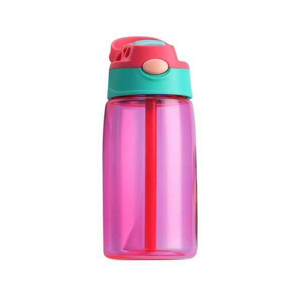 MOQIN 17oz Plastic Kids Water Bottle with Straw and Built-in Carrying Handle , Spill-Proof Lid, , Pop-Up Spout Cover and Soft Touch Carry Loop for School Backpack, Lunchbox, and Outdoor Sports