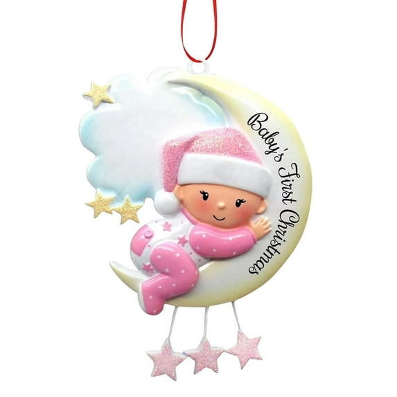 MOQIN Personalized Baby's First Christmas Ornament 2025 with Hug Design and Moon Theme – Blue 1st Christmas Baby Ornament for Boys, Ideal Holiday Keepsake and Gift