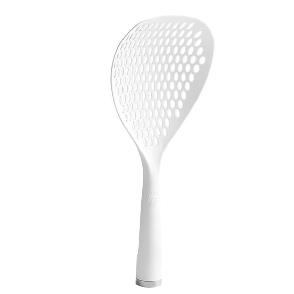 MOQIN Plastic Kitchen Cooking Skimmers, Strainer Scoop Colander Slotted Pasta Spoon Plastic Skimmer Spoon with Handle Food Drain Shovel for Kitchen Cooking, White and Orange