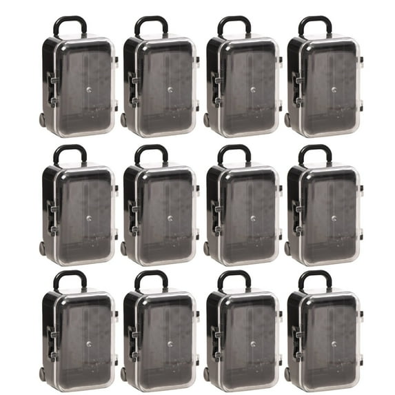 MOQIN Plastic Mini Suitcase Tiny Travel Box, 12 Pack Mini Suitcase Boxes Plastic Candy Box Small Reception Gift Box Travel Case for Wedding Party Decoration