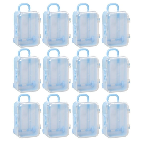 MOQIN Plastic Mini Suitcase Tiny Travel Box, 12 Pack Mini Suitcase Boxes Plastic Candy Box Small Reception Gift Box Travel Case for Wedding Party Decoration