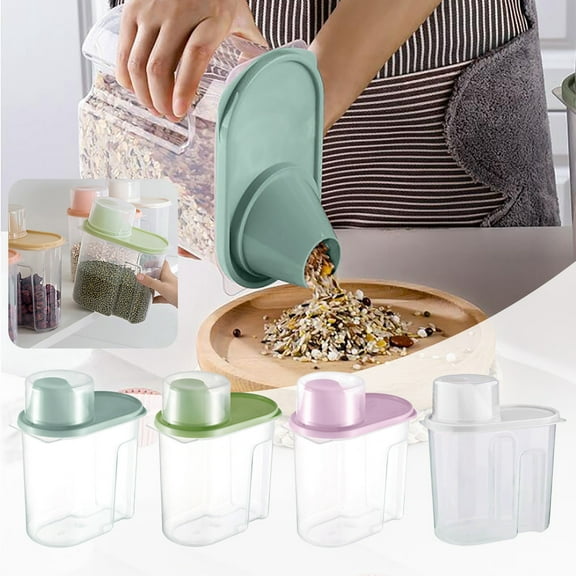 MOQIN Rice Container 4Lbs Kitchen Pantry Food Storage Container, Pets Food Container Dispenser, Rice Cereal Flour Holder for Dry Food Storage Organizatio