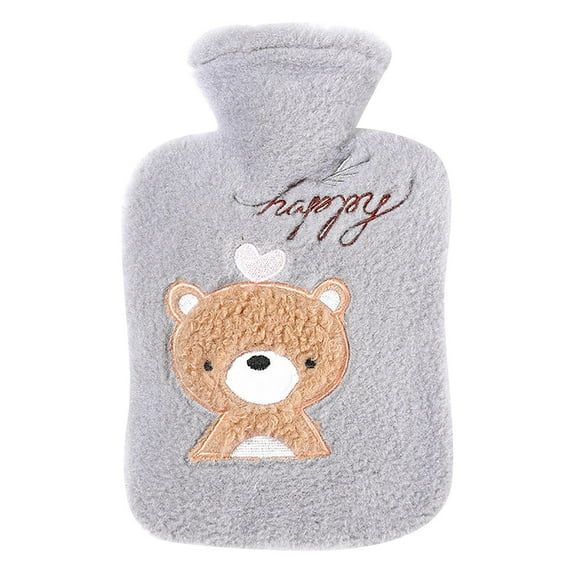 MOQIN Rubber Hot or Cold Water Bottle,Hot Water Bottle with Cute Fleece Cover, 1Liter Water Bag for Hot and Cold Compress, Hand Feet Warmer, Neck and Shoulder Pain Relief