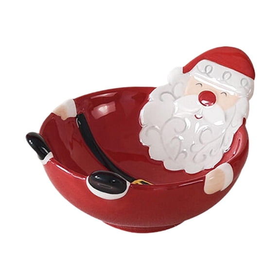 MOQIN Santa Candy Bowl, Candy Dish,Snowman Decorative Earthenware Bowl, Hand-painted Ceramic Bowls for Snack, Dessert, Candy, Nuts, Holiday Treats - Festive Tableware&Gifts Ceramic Santa Candy Bowl