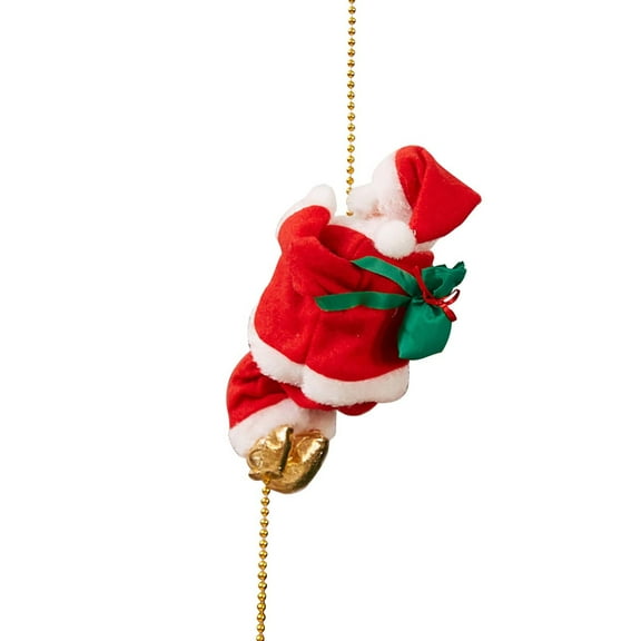 MOQIN Santa Climbing Rope Ladder Decoration Climbing Santa Doll Toy with Christmas Music Climbing Santa Ladder for Home Party Wall Tree Decoration(no Batteries)