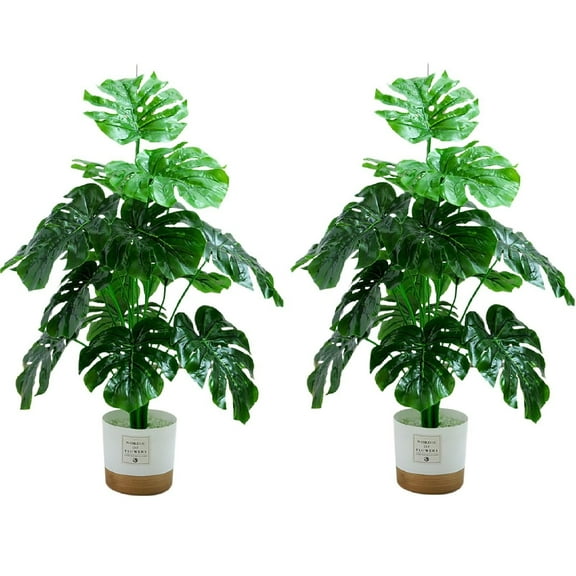 MOQIN Set of 2 Faux Mini Potted Plants Artificial Eucalyptus Greenery Arrangement for Rustic Farmhouse Indoor Table Centerpiece Mantel Shelf Kitchen Office Desk Decor