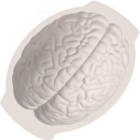 MOQIN Silicone Brain Mold, Large Brain Cake Mold, 3" Deep Cake Pan with Support Base for Halloween Candy Chocolate Jelly or Pudding, Food Grade DIY Decor
