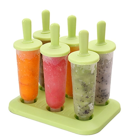 MOQIN Silicone Popsicle Molds 6-cavity, BPA Free Kids Food Grade Reusable Plastic Ice Cream Tray Holder with Sticks, DIY Ice Pop Mold for Summer,Easy Release,3 Colors for DIY Freezer Homemade