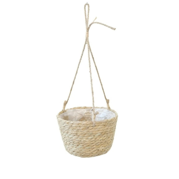 MOQIN Small Cotton Rope Plant Basket Woven Plant Coiled Basket for Planter, Decorative Flower Pot Cover Closet Storage Bin Table Desk Organizer for Home Decor