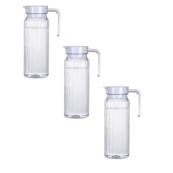 MOQIN Small Water Carafe with Lid, 37 Oz Plastic Pitcher for Drinks, Milk, Bar Supplies, Iced Tea Pitcher, Juice Containers with Lids for Fridge, Kitchen Supplies
