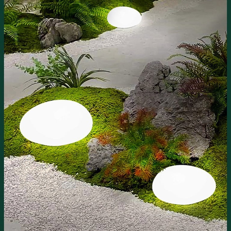 Moqin Solar Garden Lights Outdoor Water proof, Large Outdoor Solar Rock Lights, Solar Glow Cobblestone LED Light, Outside Light for Yard Lawn Patio