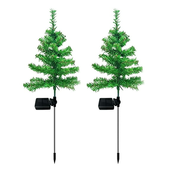MOQIN Solar Small Christmas Trees for Outdoor Decorations, LED Artificial Prelit Christmas Tree, Solar Powered Xmas Tree with Lights for Outside Pathway Porch Yard Christmas Decor, 31.5 inch