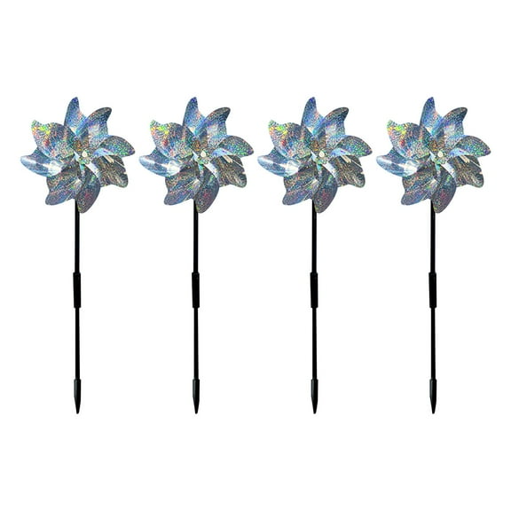 MOQIN Sparkly Rainbow Pinwheels, Reflective Wind Spinner for Yard and Garden with Stakes, Decor Windmill to for Lawn and Patio 21 in