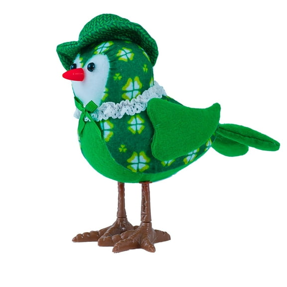 MOQIN St Patricks Day Bird Decorations Green Irish Birds Table Decor Bird Plush Dolls with Hat and Shamrock Green , Fine Workmanship Handcrafted Saint Patrick's Day Decor Gift