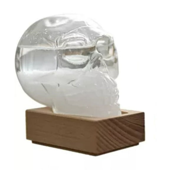 MOQIN Storm Glass Weather Predictor Bottle - 30ml Decorative Barometer with Wood Stand, Science Desk Ornament, Unique Home Office Gift, Crystal Climate Forecast Display, Halloween Decor