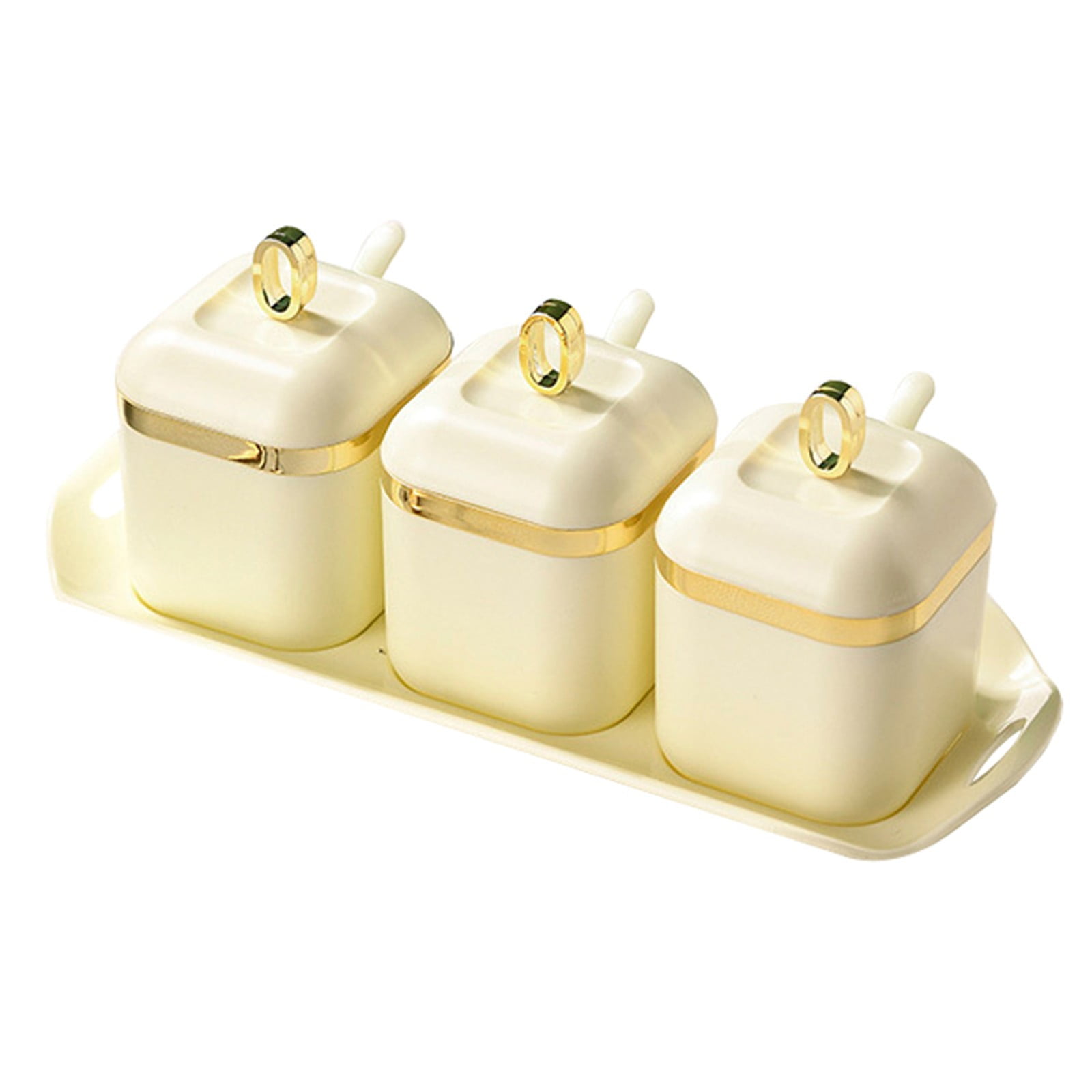 MOQIN Sugar Bowl with Lid and Spoon Set of 3, Kitchen Spice Boxes ...