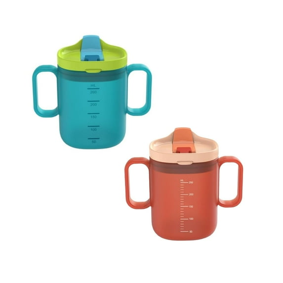 MOQIN Tumbler with Lid and Straw, Adult Sippy Cups for Elderly 10 oz Sippy Cup with 2 Handles No Spill Cups for Adults Straw Cups Dysphagia Cups for Disabled Patients