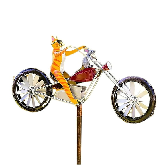 MOQIN Vintage Bicycle Metal Wind Spinner - 2024 New Cute Animal Yard Metal Windmills Garden Ornaments Decor Outdoor Metal Art Sculptures & Statues Decorations