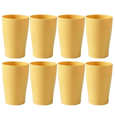 MOQIN Wheat Straw Cups Set, Set of 8 Plastic Drinking Cups Stackable Water Tumblers for Water Cold Drinks and Hot Drinks Reusable Water Cups, Bathroom Gargle Cup