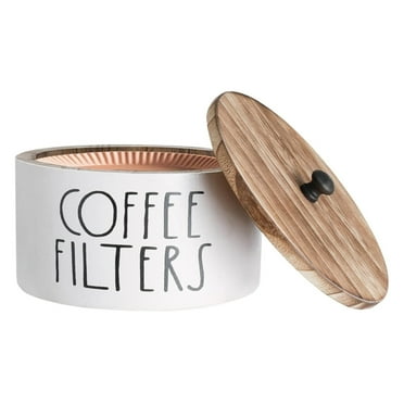MOQIN ‌Wooden Coffee Filter Holder with Lid - Rustic Farmhouse Coffee Bar Decor Organizer, Storage Container for 8-12 Filters, Waterproof Basket Dispenser for Kitchen Countertop Accessories‌