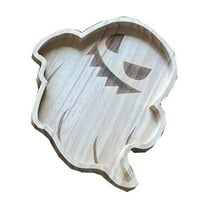 MOQIN Wooden Halloween Tray,Halloween Charcuterie Board Pumpkin Ghost Serving Trays Bamboo Cheese Platter Tray Appetizer Boards Party Serving Platters for Home Party Dinnerware Supplies,7.9 Inch
