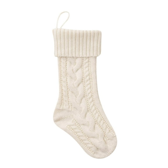 MOQLOM Cable Knit Christmas Stockings, 1pc 18 Inches Large Size Vintage Family Xmas Stockings for Fireplace and Home Decor (Beige)