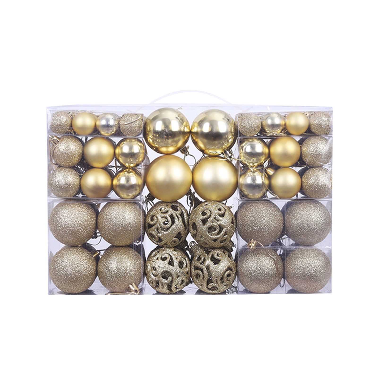 Gold Shatterproof Plastic Christmas Ball Ornaments Set, 100 Pieces