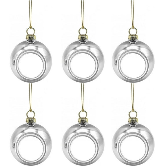 MOQLOM Christmas Ornaments Balls, 2.36 in 6 pcs Personalized Picture Christmas Ornaments, Photo Christmas Tree Ornaments Make Your Own Christmas Ornaments