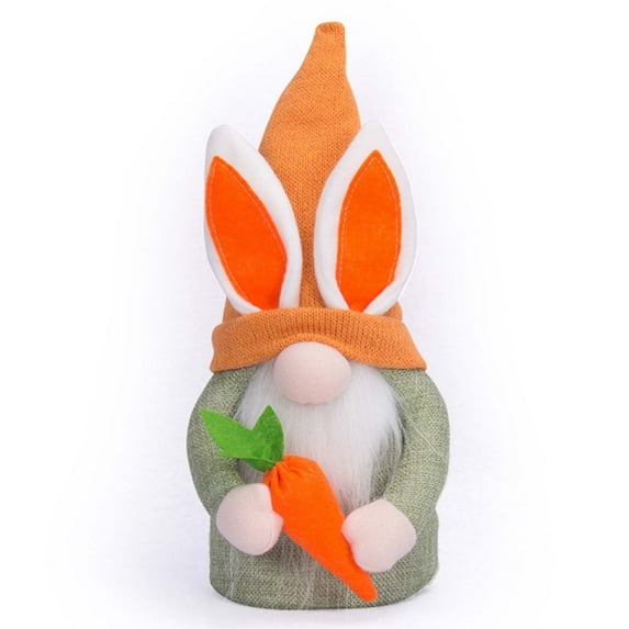 MOQLOM Easter Bunny Gnome with Flower, 1pc Plush Gnome Decor, Swedish Tomte Ornament, Dwarf Ornament Rustic Farmhouse Gifts, 12.6 × 5.5 Inch