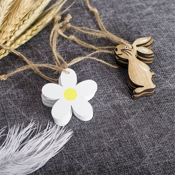 MOQLOM Easter Decorations Wooden Flower Shapes Ornaments Gifts