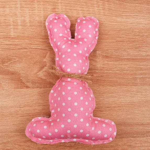 MOQLOM Easter Fabric Bunny, 1pc Easter Rustic Rabbit, Table Top Rustic Farmhouse Decor for Desk Counter Tiered Tray Home Exquisite Soft Craft, Pink, 7.87×5.11 inch