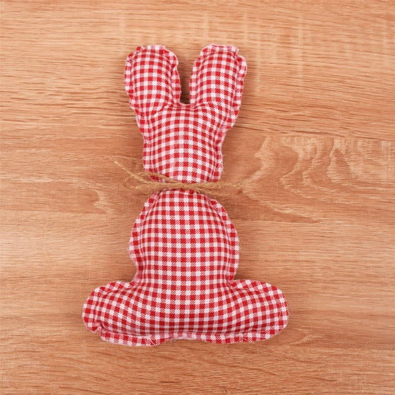 MOQLOM Easter Fabric Bunny, 1pc Easter Rustic Rabbit, Table Top Rustic Farmhouse Decor for Desk Counter Tiered Tray Home Exquisite Soft Craft, Red, 7.87×5.11 inch