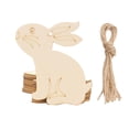 thumbnail image 1 of MOQLOM Easter Wooden Bunny Figure, 10pcs Unfinished Wooden Easter Decoration, Wooden Easter Crafts with Holes, Pendants Craft Supplies, 1 of 1
