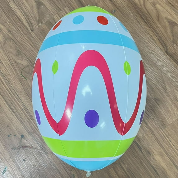 MOQLOM Inflatable Easter Eggs, 1pc 16In Colorful Easter Egg Blow Up Toys, Outdoor Decoration Hanging Colorful Egg Ornaments for Holiday Yard Garden Lawn Porch Party