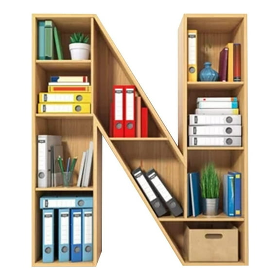 MOQLOM Initial Letter Christmas Ornaments, 3.15 Inches Christmas Letter Shaped Book Pendant, Bookcase A to Z Letter Hanging Ornaments (N)