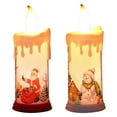 thumbnail image 1 of MOQLOM Santa Claus Printing Pattern Candle Light, 2pcs LED Flameless Battery Operated Candle,Sparkly Glitter 3D Fire Wick Flickering Flame Candles for Birthday Xmas New Year Party Home Decor (C), 1 of 3
