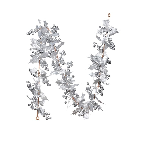 MOQLOM Silver Berry Christmas Garland, 5.9ft 1pc Artificial Berry Garland for Indoor Outdoor Home Fireplace Decoration for Winter Christmas Holiday New Year Decor (Silver)