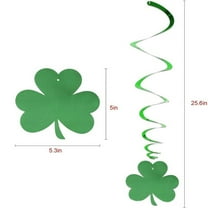 MOQLOM St.Patrick’s Day Hanging Shamrock Swirls Decorations, 18pcs 25.6in Lucky Irish Green Shamrock Foil Swirl for Home Party Ceiling Window Wall Decor, Green St Pattys Day Party Supplies