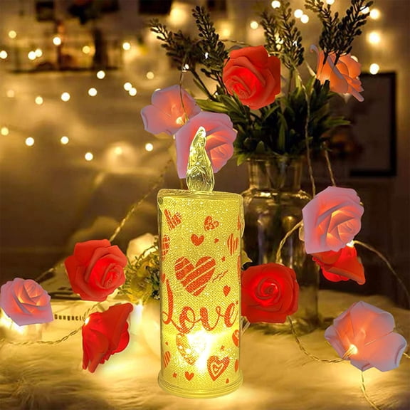 MOQLOM Valentine's Day LED Flameless Candles without Base, 1PC Romantic Pillar Candles, Battery Operated Candles for Valentine's Day Birthday Wedding Home Decor, 6.1×2.2 Inch