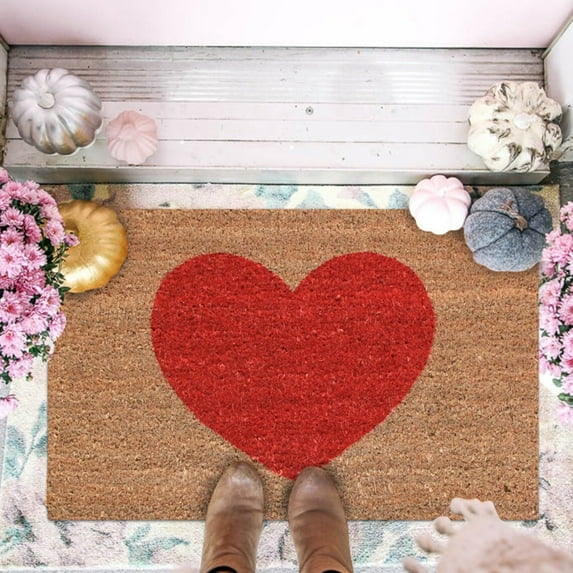 MOQLOM Valentine's Day Welcome Mat, 1pc Coir Doormat, Durable Welcome Mat with Non-Slip Backing for Home Indoor Rugs Patio, 35.4 × 23.6 Inch (K)