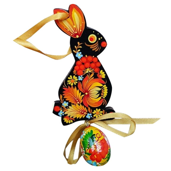 MOQLOM Wooden Hanging Easter Tree Decoration -Laser Cut -Egg Rabbits Bunny Cute