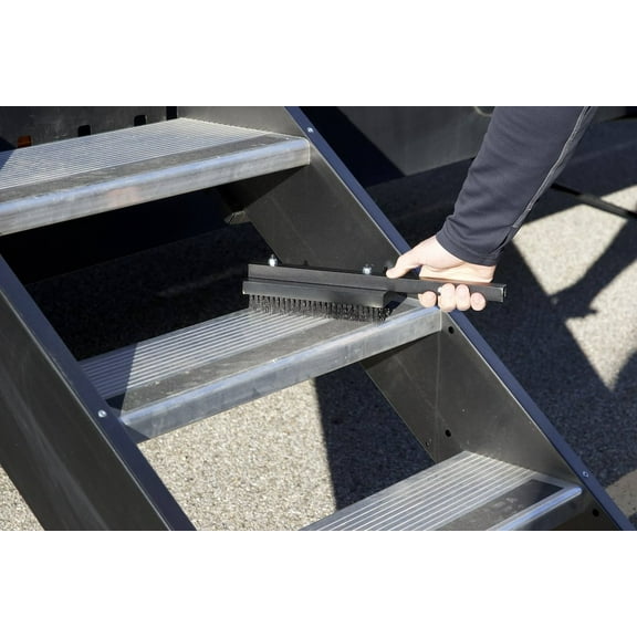 MORryde STP54-062 Boot Brush; Hand Held/ Attaches to Camper Scissor Steps; Brush On Bottom And Sides; 17-3/8 Inch Length x 2-3/8 Inch Width x 3 Inch Height; With Mounting Hardware