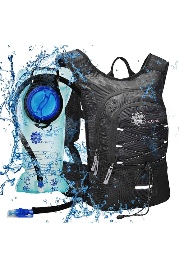 Insulated Hydration Backpack, with 2L BPA Free Water Bladder, USB Port, Compass, Fire Starter Kit. Perfect for Running Biking Hiking Cycling Climbing Skiing