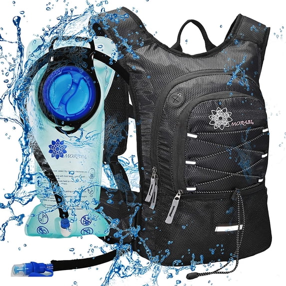 MORABI Insulated Hydration Backpack, with 2L BPA Free Water Bladder, USB Port, Compass, Fire Starter Kit. Perfect for Running Biking Hiking Cycling Climbing Skiing