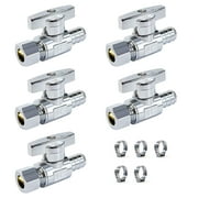 MORADO 1/2 Inch Pex x 3/8 Inch Od Comression Pex Straight Valve 5 Pack,Pex Shut Off Valve,Quarter turn Water Shut Off Valve,Solid Brass,Pex,CVPC