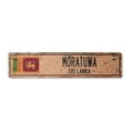 thumbnail image 1 of MORATUWA SRI LANKA Vintage Plastic Street Sign Sri Lankan flag city country road wall gift | Indoor/Outdoor | 18" Wide, 1 of 4