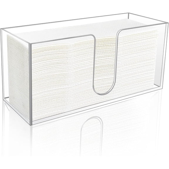MORAVE 1 Pack 5mm Transparent Acrylic Paper Towel Holder, Countertop Napkin Dispenser for C-Fold, Multi-Fold and Trifold Towels, suitable for Kitchen, Bathroom and Restaurant
