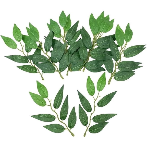 MORAVE 100 Pcs Bulk Artificial Italian Ruscus Silk Green Leaves, Faux Greenery Fillers for Bouquets, Table Centerpieces & Home Floral Decor Supplies
