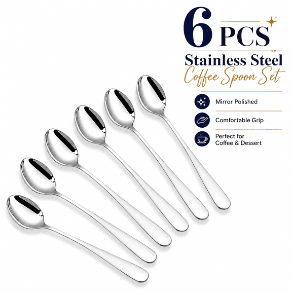MORAVE 5.6 inches 18/10 Stainless Steel Mini Demitasse Espresso Coffee Spoons, Dishwasher Safe Flatware
