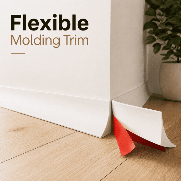 MORAVE 236 Inch Peel and Stick Silicone Caulk Strip, Flexible Quarter Round Molding Trim, Shoe Molding for Floor Edges, Wall Corner, Staircase, Cabinet, Baseboard and Window Sill in Bathroom/Kitchen
